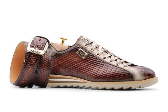 Baskets en cuir imprimé peintes à la main