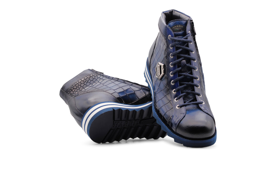 Botín de piel efecto cocodrilo pintado a mano