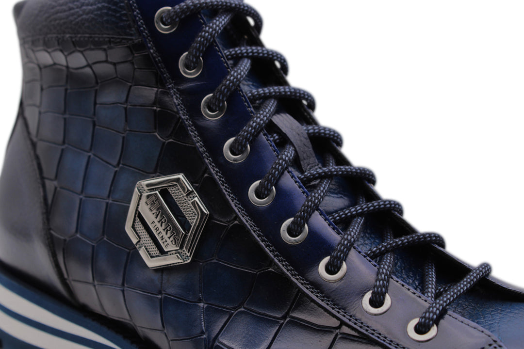 Botín de piel efecto cocodrilo pintado a mano