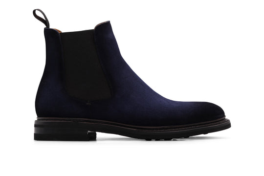 Suede ankle boot Blue with elastic