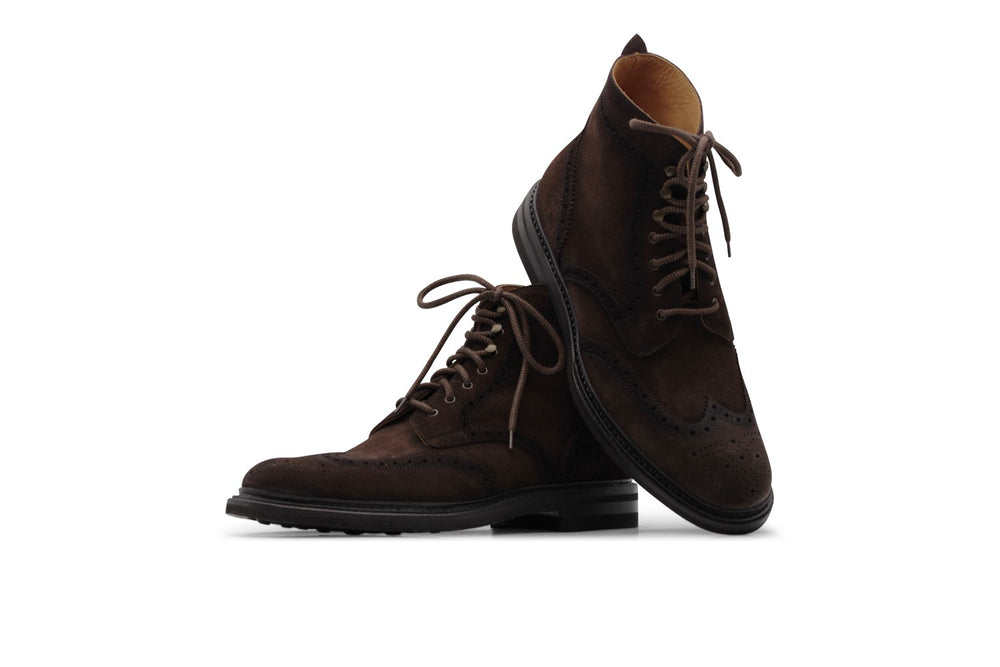 Polacchina in suede Testa di Moro con dettagli Brogue