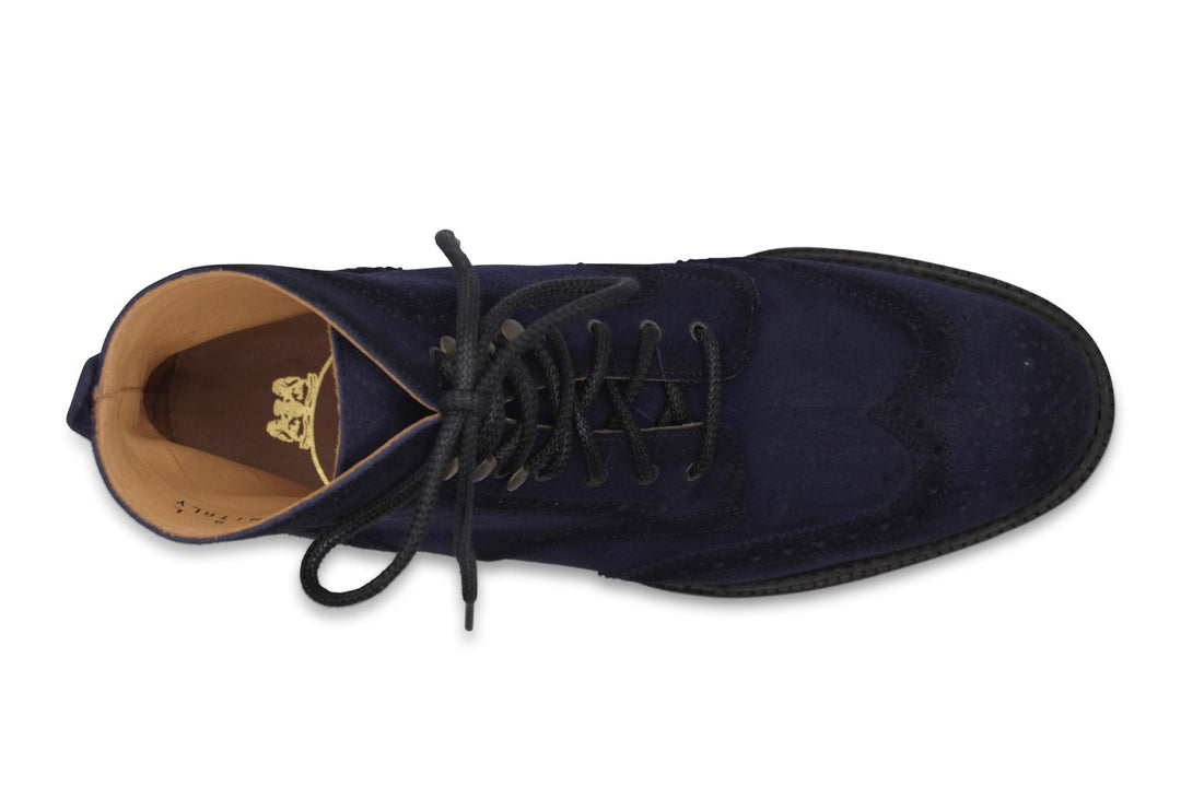 Polacchino in suede Blu con dettagli Brogue