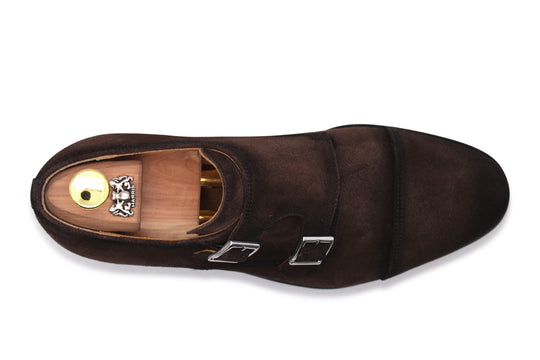 Doppia fibbia in suede sfumato e suola in gomma