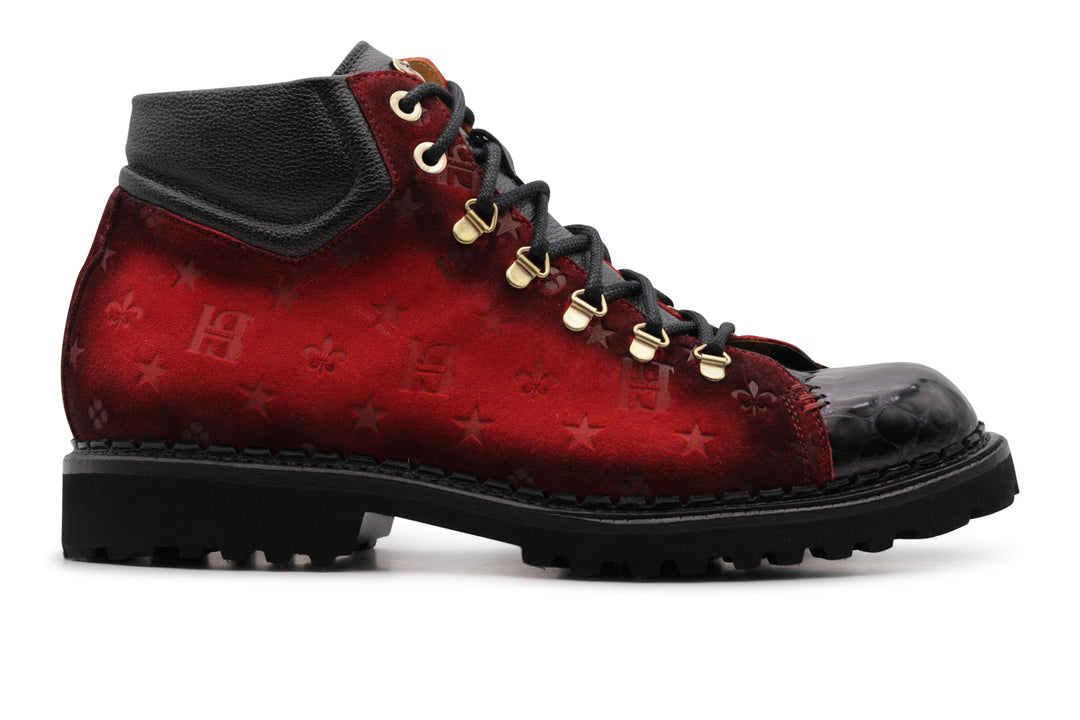 Polacchino in pelle scamosciata effetto coccodrillo