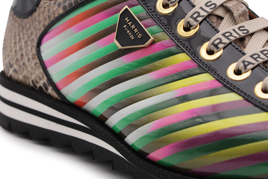 Limited Edition sneakers in python and multicolor stripes