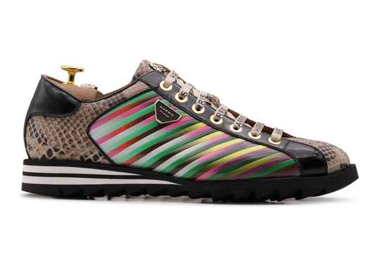 Limited Edition sneakers in python and multicolor stripes