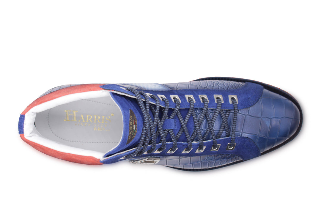 Crocodile effect leather ankle boot