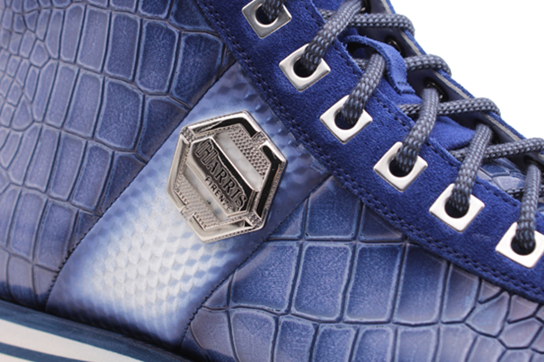 Crocodile effect leather ankle boot