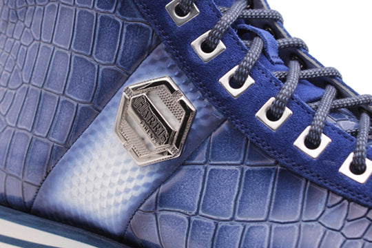 Crocodile effect leather ankle boot