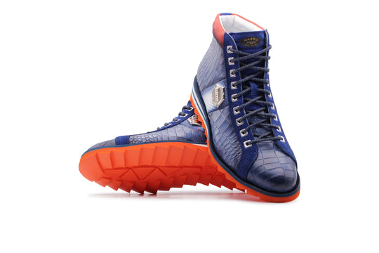 Crocodile effect leather ankle boot