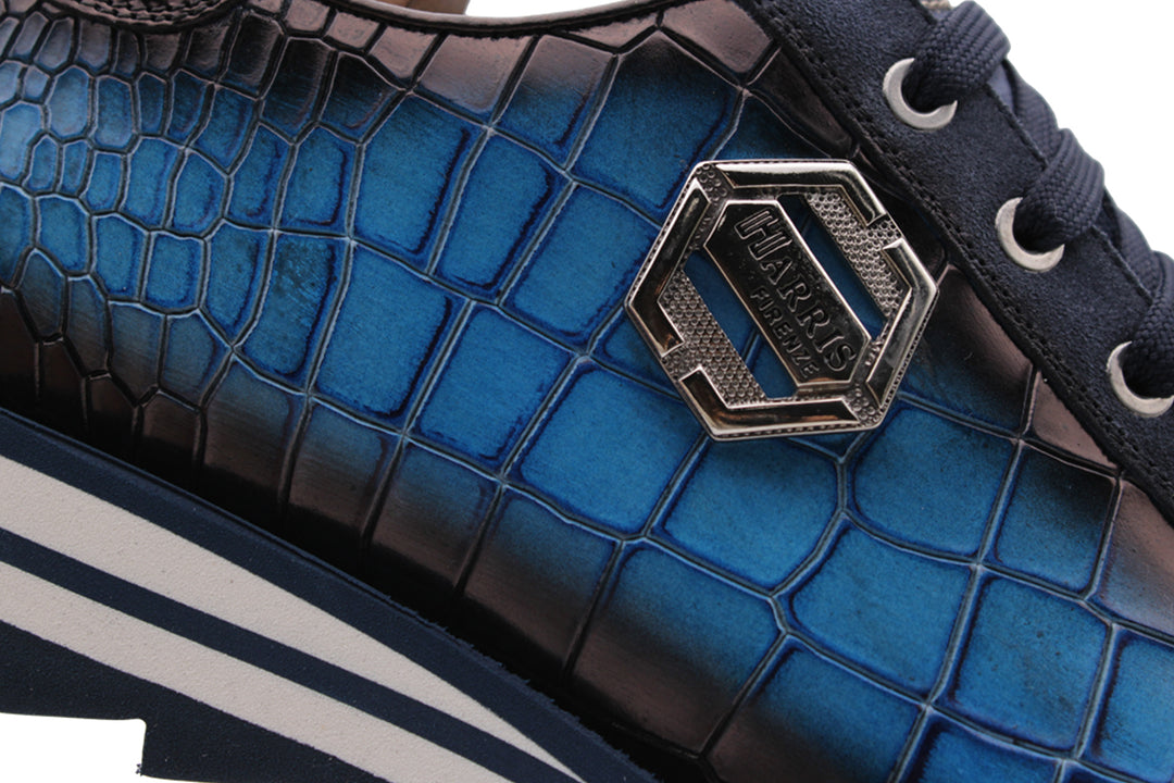 Zapatillas con efecto cocodrilo y ante.