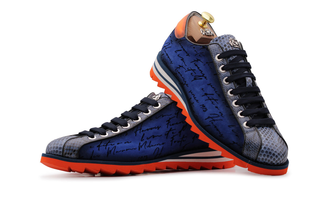 Sneakers in writer suede and python