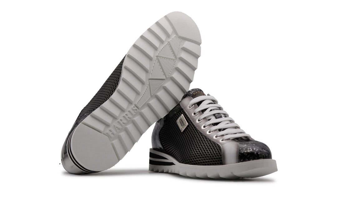 Crocodile effect and perforated sneakers