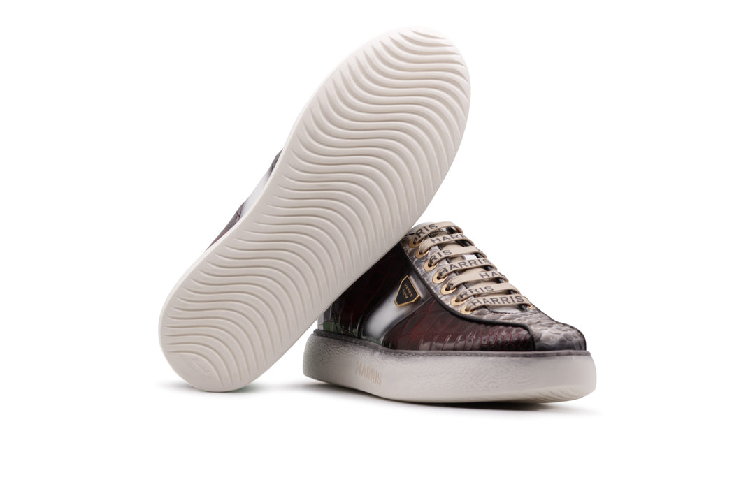 Sneakers effetto coccodrillo e dettagli in pitone