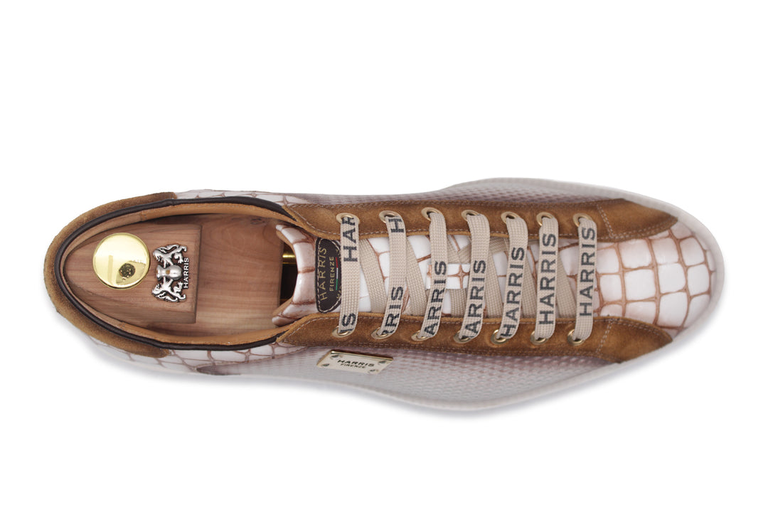 Crocodile effect and perforated sneakers