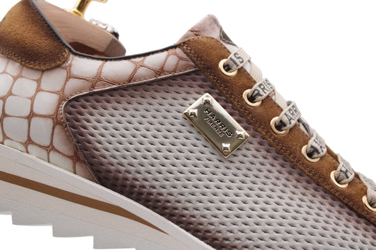 Crocodile effect and perforated sneakers