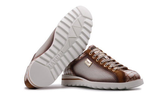 Crocodile effect and perforated sneakers