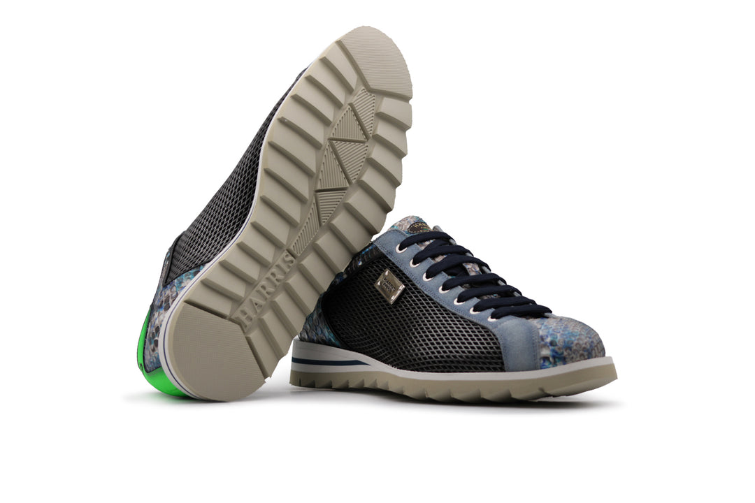 Baskets en cuir imprimé et python