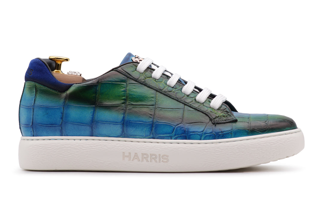 Crocodile effect leather sneakers