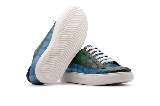 Crocodile effect leather sneakers