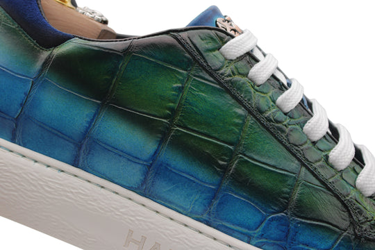 Crocodile effect leather sneakers