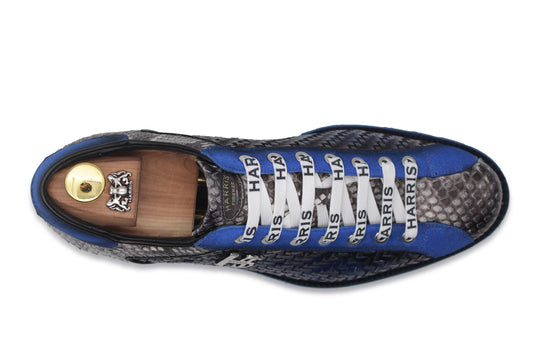 Sneaker in pelle intrecciata e pitone