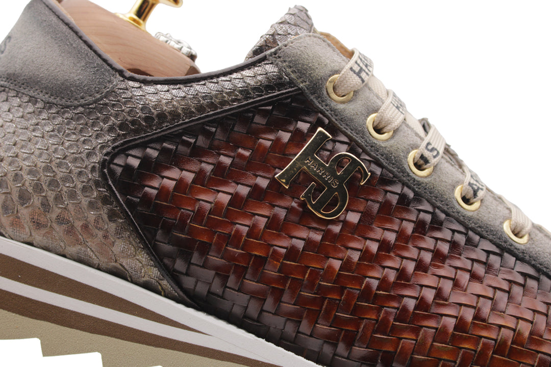 Sneakers aus gewebtem Leder und Python