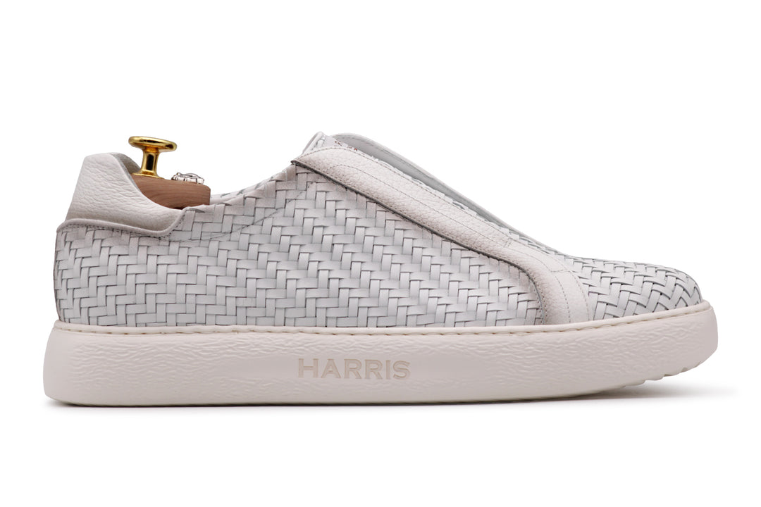 Sneakers slipon in pelle intrecciata