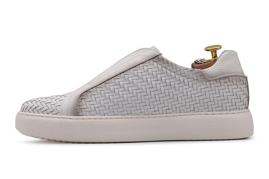 Sneakers slipon in pelle intrecciata