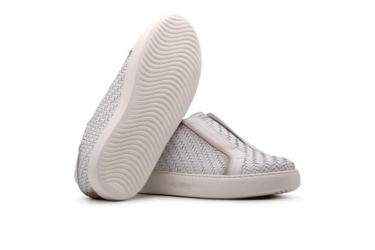 Sneakers slipon in pelle intrecciata
