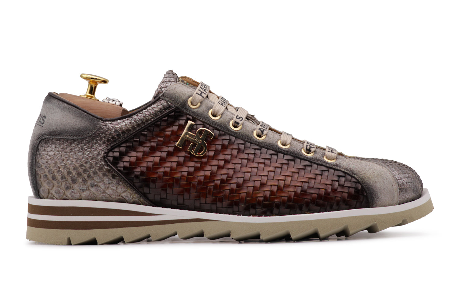 Sneakers in woven leather and python – Harris Shoes 1913