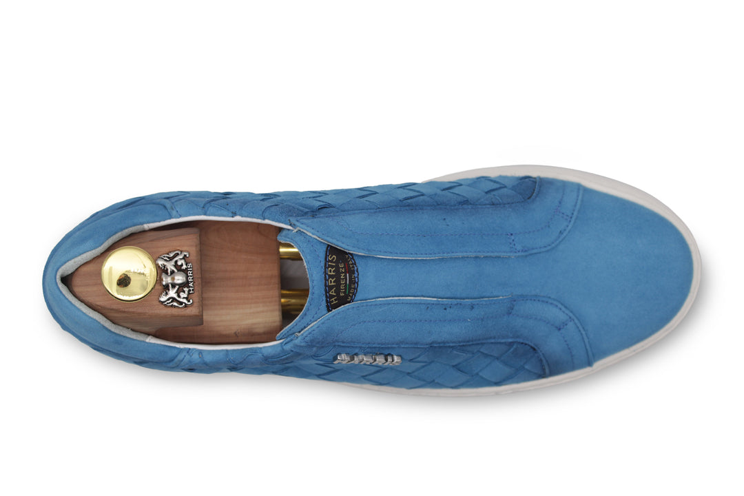 Sneakers slipon in pelle intrecciata