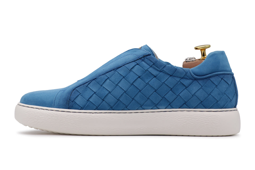 Sneakers slipon in pelle intrecciata