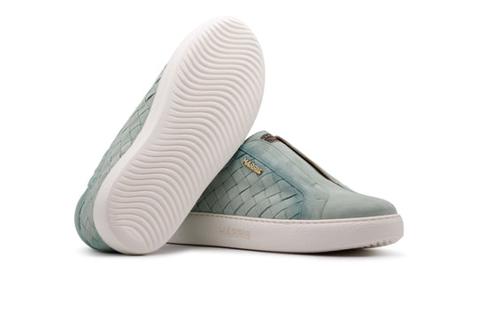 Sneakers slipon in pelle intrecciata