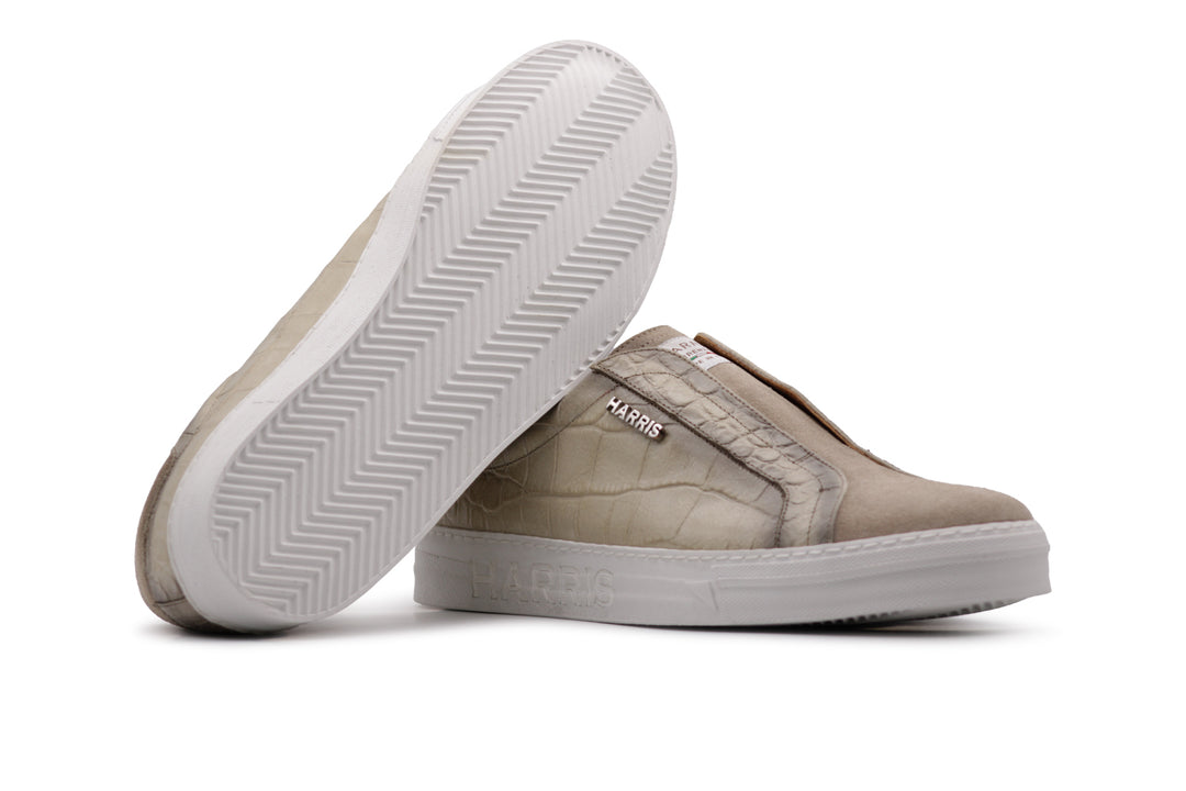Sneakers slipon effetto coccodrillo Beige