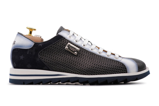 Sneakers in pelle stampata con dettagli in suede Nera