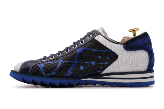Sneakers in pitone ed effetto coccodrillo