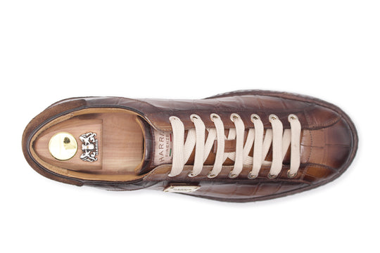 2817 Crocodile Effect Sneakers – Brown