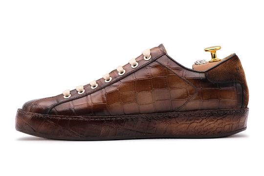 2817 Crocodile Effect Sneakers – Brown