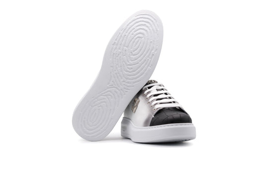 Sneaker In Pelle  Con Stampa Coccodrillo